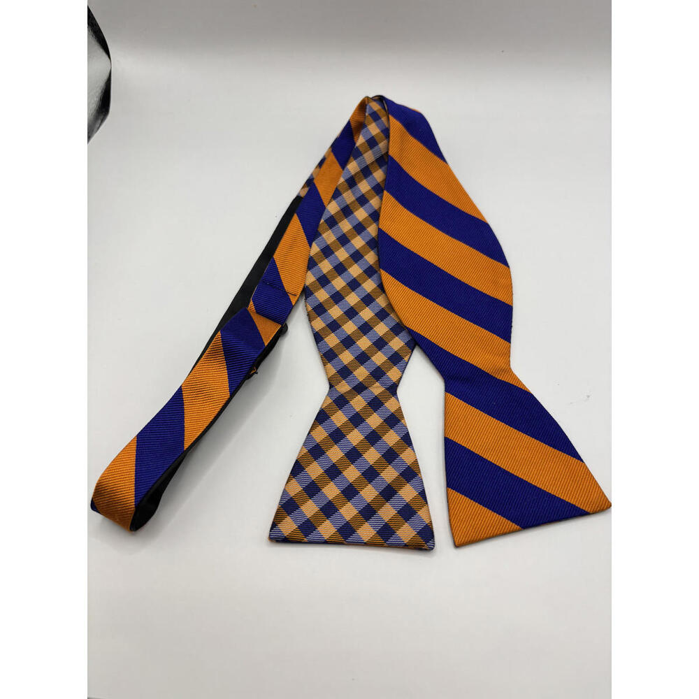Lavar En Seco Orange Blue Men's Silk Bow Tie Edmonton Oilers Colors